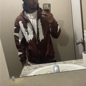 Brown zip up hoodie identity vision